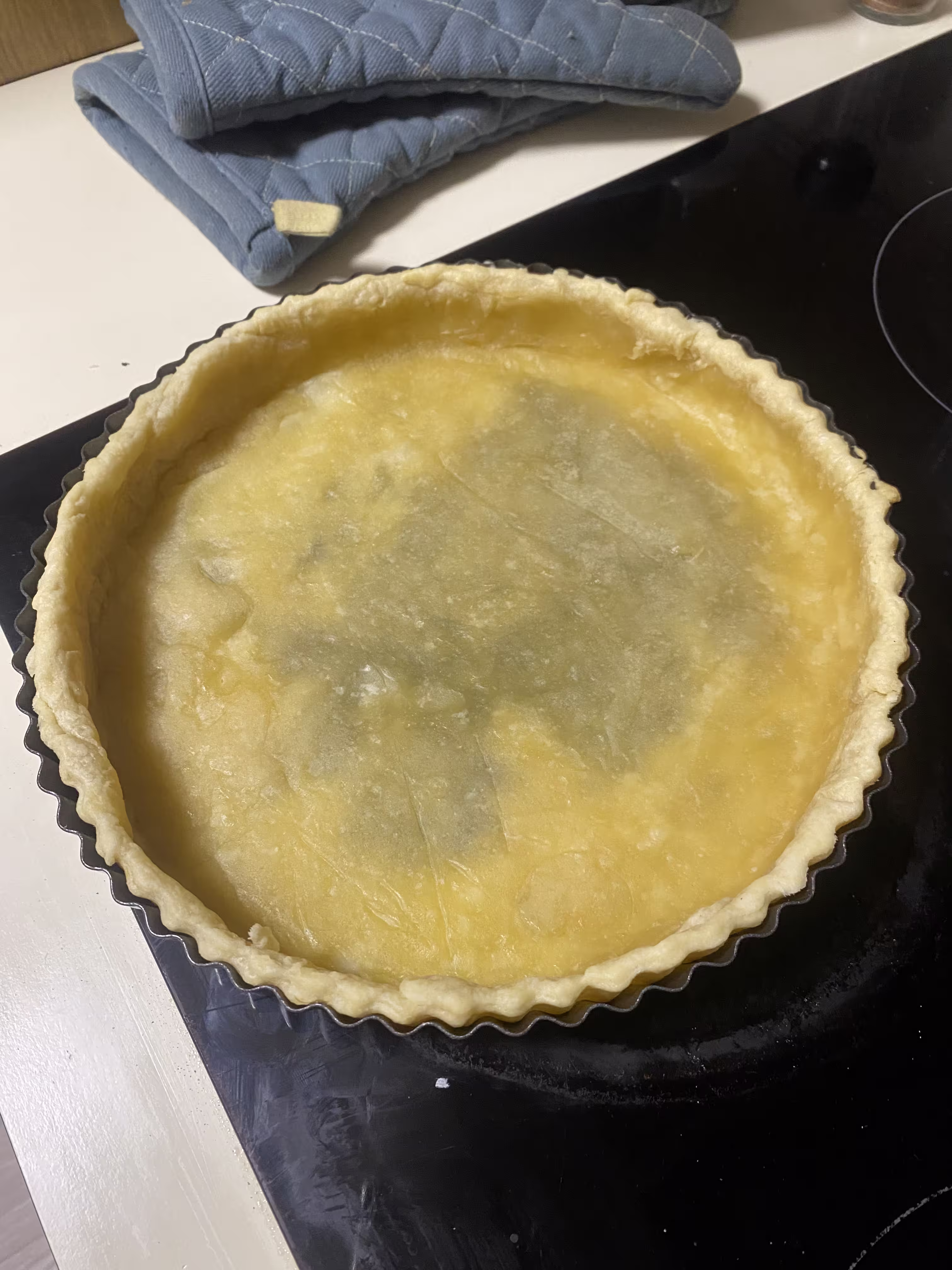 Empty tart casing after baking blind